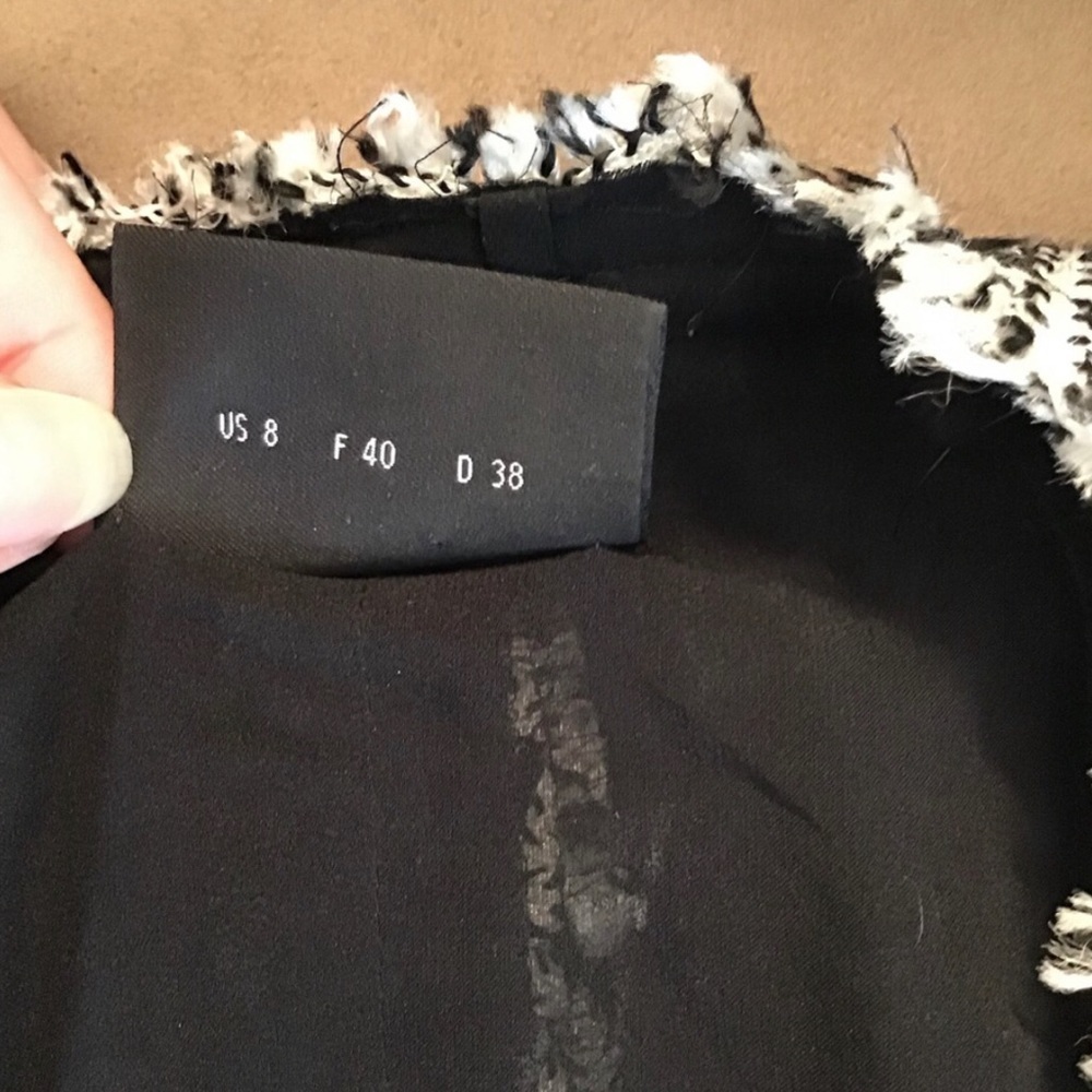 Akris White & Black Textured Appliqué Zip Jacket Blazer Women’s Size 8 - Picture 9 of 10